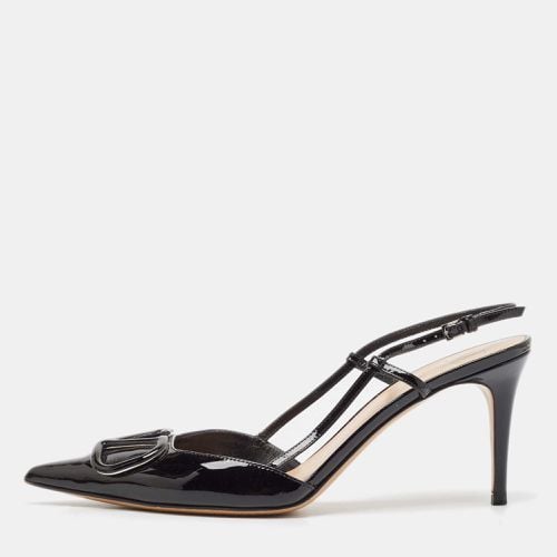 Valentino Black Patent Leather Escape V logo Slingback Pumps Size 41 - Valentino - Modalova