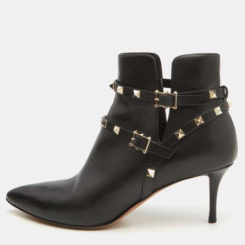 Valentino Black Leather Rockstud Ankle Length Boots Size 41 - Valentino - Modalova