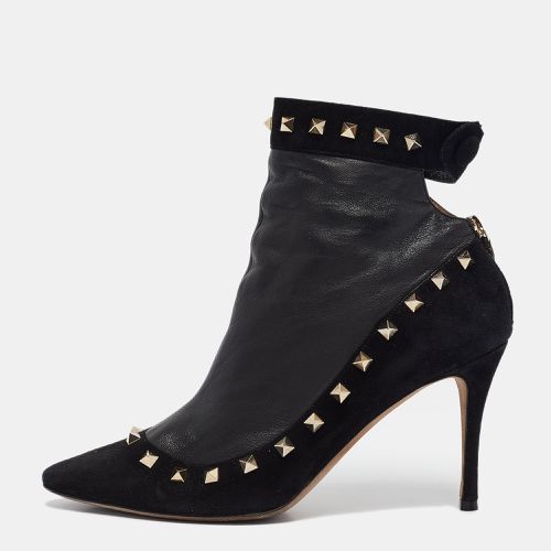 Valentino Black Leather and Suede Rockstud Ankle Boots Size 40 - Valentino - Modalova