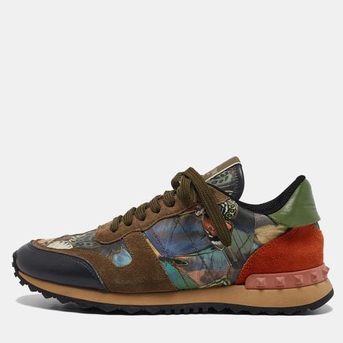 Valentino Multicolor Leather and Suede Rockrunner Low Top Sneakers Size 38 - Valentino - Modalova