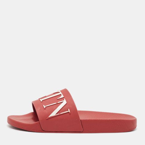 Valentino Red Rubber VLTN Slide Sandals Size 40 - Valentino - Modalova