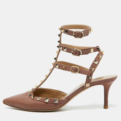 Valentino Dusty Rose Pink Leather Rockstud Ankle Strap Pumps Size 38.5 - Valentino - Modalova