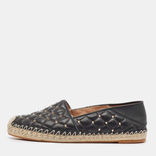 Valentino Black Leather Rockstud Espadrille Flats Size 39 - Valentino - Modalova