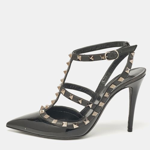 Valentino Black Patent Leather Rockstud Ankle Strap Pumps Size 38.5 - Valentino - Modalova