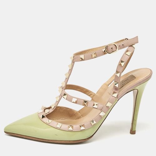 Valentino Green/Dusty Pink Patent and Leather Rockstud Ankle Strap Pumps Size 40 - Valentino - Modalova