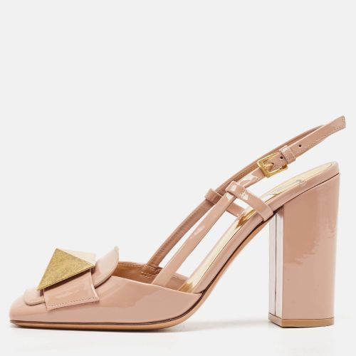 Valentino Beige Patent Leather One Stud Block Heel Pumps Size 36 - Valentino - Modalova