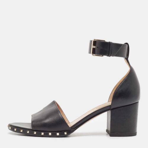 Valentino Black Leather Soul Rockstud Ankle Strap Sandals Size 39.5 - Valentino - Modalova