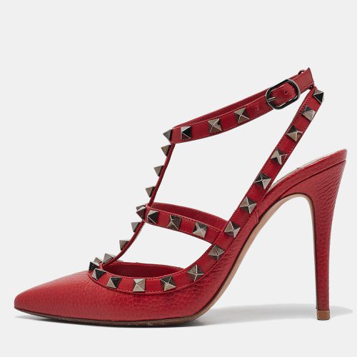 Valentino Red Leather Rockstud Ankle Strap Pumps Size 36 - Valentino - Modalova