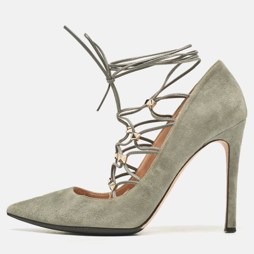 Valentino Grey Suede Lace Up Rockstud Pumps Size 38 - Valentino - Modalova