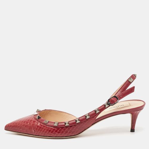 Valentino Burgundy Python Rockstud Slingback Pumps Size 39.5 - Valentino - Modalova