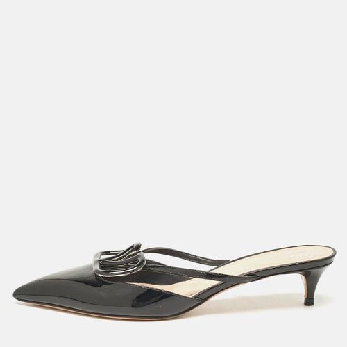 Valentino Black Patent Leather Escape V logo Pointed Toe Mules Size 36 - Valentino - Modalova