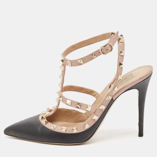 Valentino Black/Pink Leather Rockstud Strappy Pointed Toe Pumps Size 41 - Valentino - Modalova