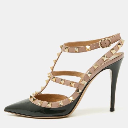 Valentino Dark Green/Beige Patent Leather Rockstud Pumps Size 38 - Valentino - Modalova