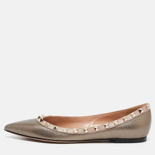 Valentino Metallic Leather Rockstud Ballet Flats Size 37 - Valentino - Modalova