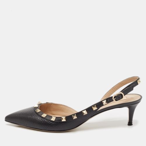 Valentino Black Leather Rockstud Slingback Pumps Size 39 - Valentino - Modalova