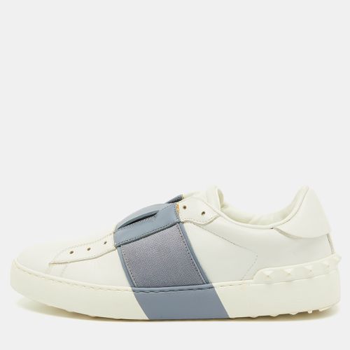 Valentino White/Blue Leather Rockstud Slip On Sneakers Size 40 - Valentino - Modalova