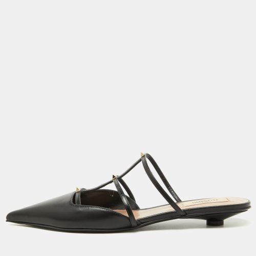 Valentino Black Leather Rockstud Wispy Flat Mules Size 37 - Valentino - Modalova