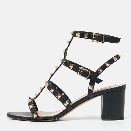 Valentino Black Leather Rockstud Ankle Strap Sandals Size 40 - Valentino - Modalova