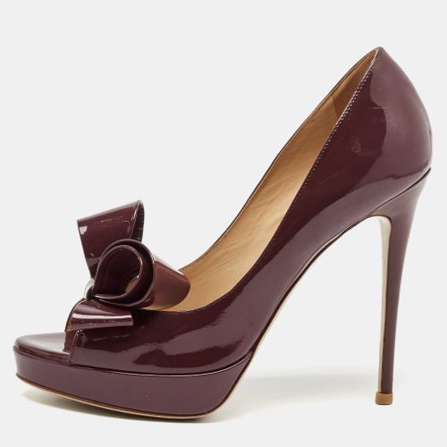 Valentino Purple Patent Leather Bow Open Toe Pumps Size 37 - Valentino - Modalova