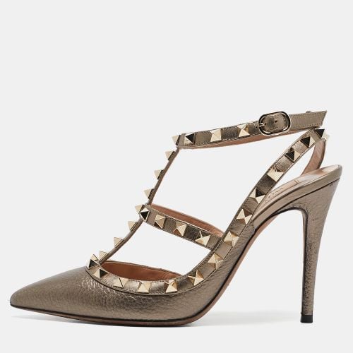 Valentino Metallic Leather Rockstud Ankle Strap Pumps Size 36.5 - Valentino - Modalova