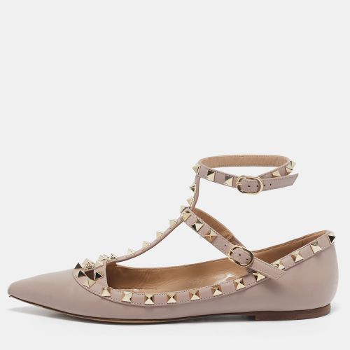 Valentino Beige Leather Rockstud Cage Ballet Flats Size 38 - Valentino - Modalova