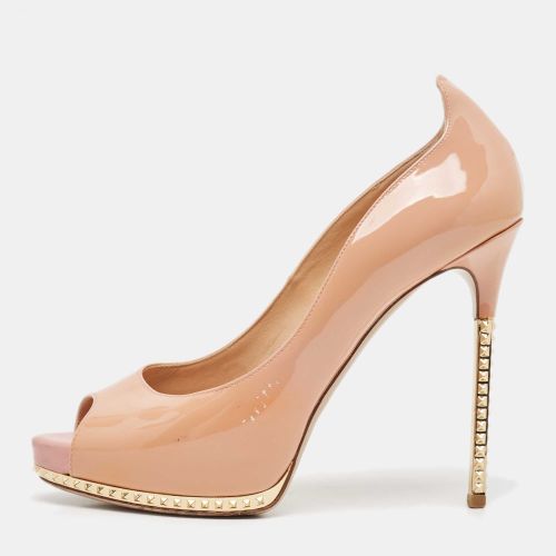 Valentino Beige Patent Leather Peep Toe Pumps Size 37 - Valentino - Modalova