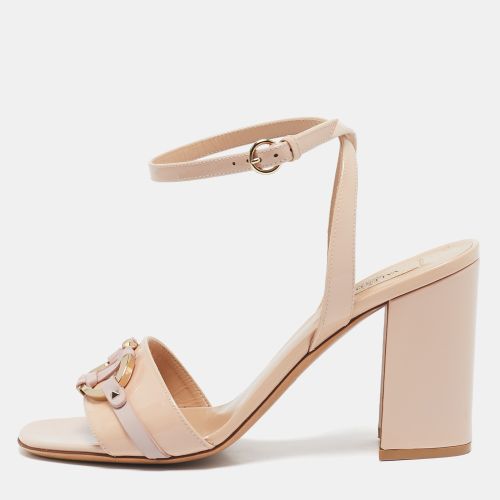 Valentino Beige Patent Leather Ankle Strap Sandals Size 37.5 - Valentino - Modalova