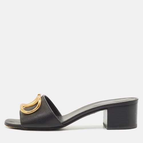 Valentino Black Leather VLogo Mule Sandals Size 36 - Valentino - Modalova