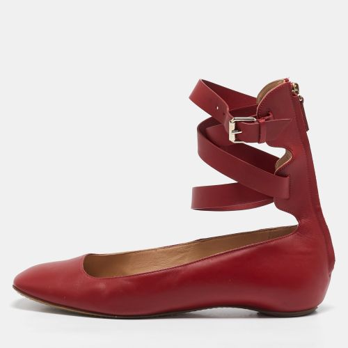 Valentino Red Leather Ankle Strap Ballet Flats Size 40 - Valentino - Modalova