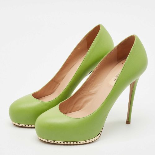 Leather Rockstud Platform Pumps Size 37 - Valentino - Modalova