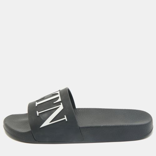 Valentino Black Rubber VLTN Pool Slide Flat Size 40 - Valentino - Modalova