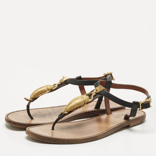 Leather Embellished Thong Flat Sandals Size 37.5 - Valentino - Modalova