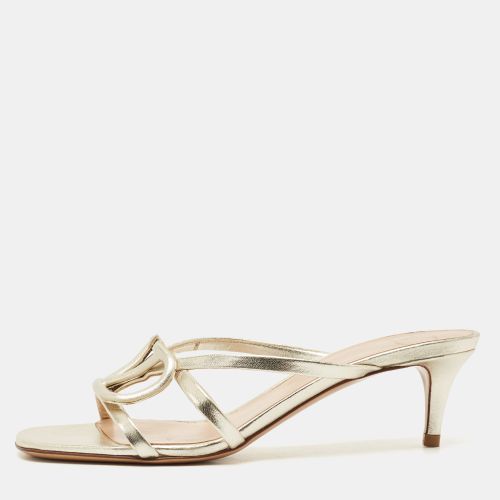 Valentino Metallic Leather VLogo Signature Slide Sandals Size 36 - Valentino - Modalova