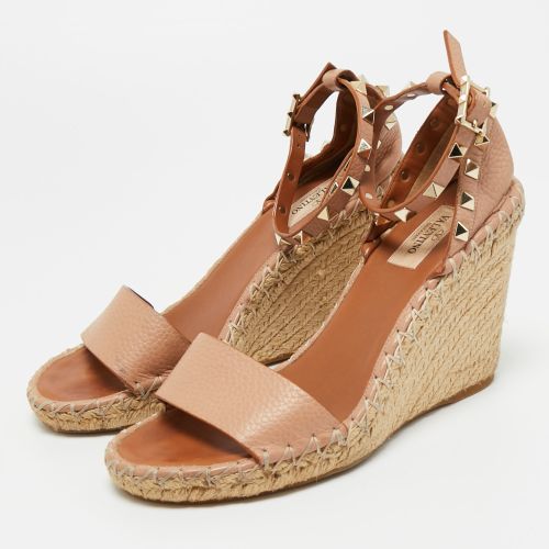 Leather Rockstud Wedge Sandals Size 38 - Valentino - Modalova