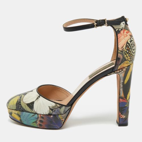 Valentino Multicolor Printed Leather Butterfly Ankle Strap Platform Pumps Size 38 - Valentino - Modalova