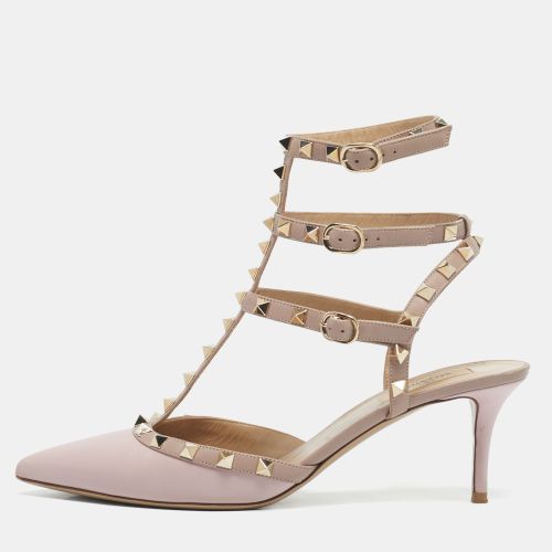 Valentino Blush Pink Leather Rockstud Ankle Strap Pumps Size 41 - Valentino - Modalova