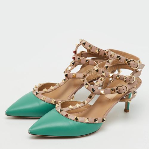 Old Rose Leather Rockstud Ankle Strap Pumps Size 36 - Valentino - Modalova