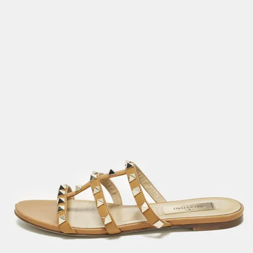 Rockstud Size 35 Leather Flat Slide - Valentino - Modalova