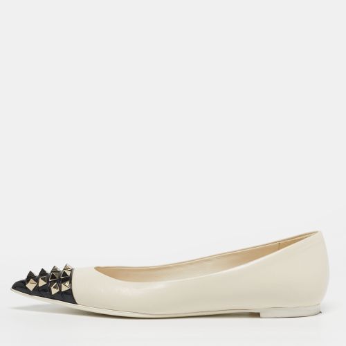 Rockstud Size 36 /Black Leather Pointed Cap Toe Ballet Flats - Valentino - Modalova