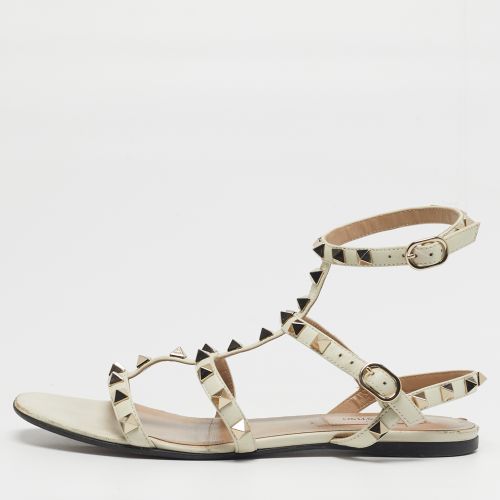 Rockstud Size 36 Leather Ankle Strap Flat Sandals - Valentino - Modalova