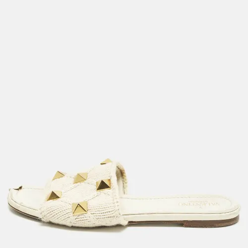 Roman Stud Size 38 Crochet Flat Slide - Valentino - Modalova