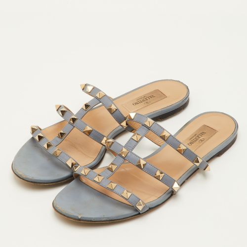 Rockstud Size 37 Leather Flat Slide Sandals - Valentino - Modalova