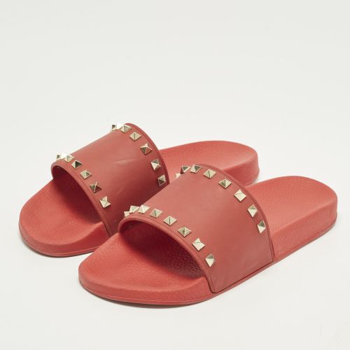 Rockstud Size 41 Rubber Flat Slide - Valentino - Modalova