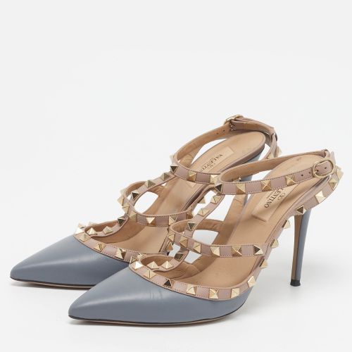Rockstud Caged Size 39.5 Light /Pink Leather Ankle Strap Pumps - Valentino - Modalova