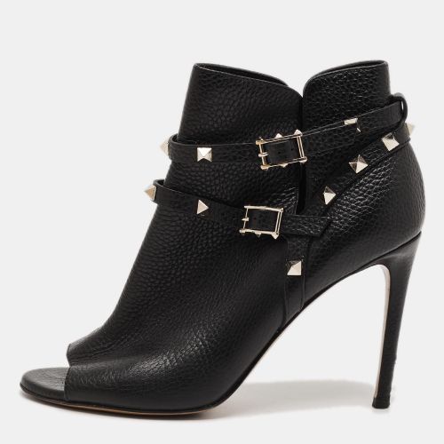 Size 38.5 Leather Rockstud Open Toe Ankle Length Boots - Valentino - Modalova