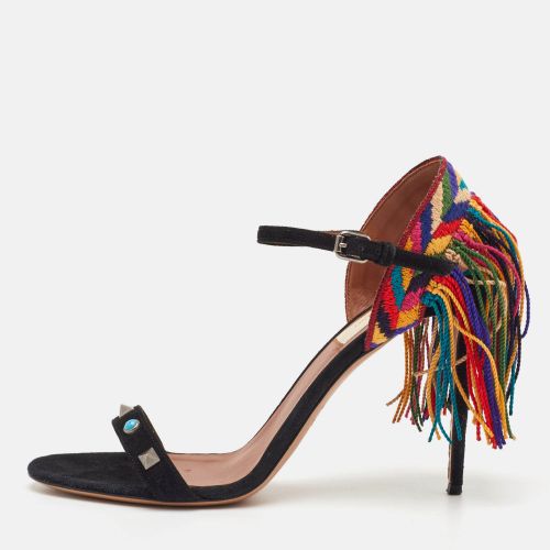 Rolling Rockstud Size 38.5 Suede Fringe Ankle Strap Sandals - Valentino - Modalova