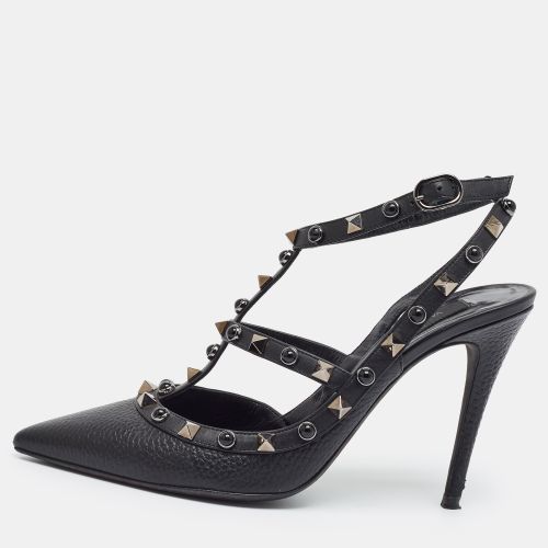 Rockstud Size 37.5 Leather Ankle Strap Pumps - Valentino - Modalova