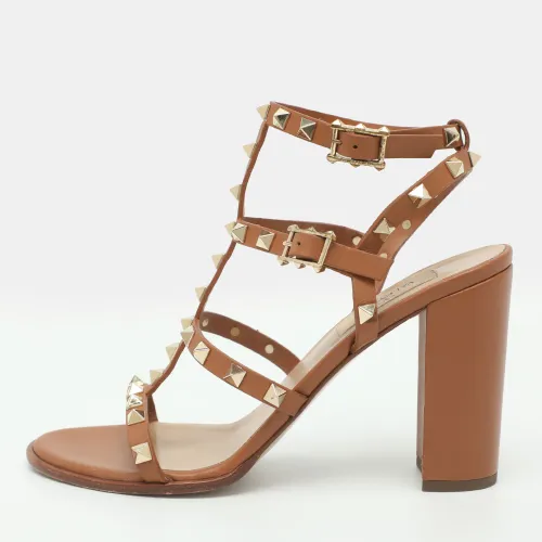 Rockstud Caged Size 38.5 Leather Ankle Strap Sandals - Valentino - Modalova