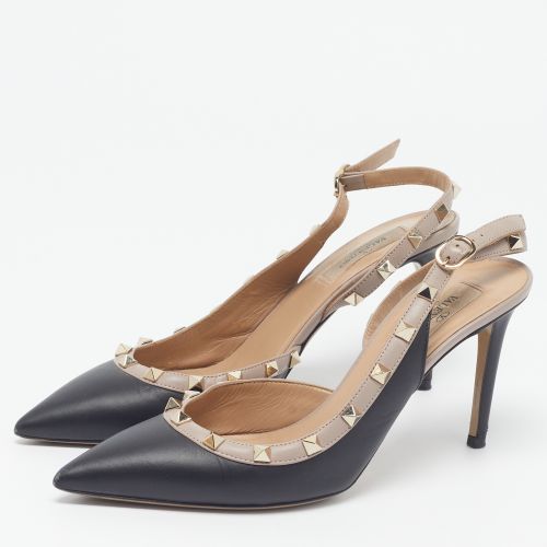 Rockstud Size 39 /Beige Leather Slingback Pumps - Valentino - Modalova