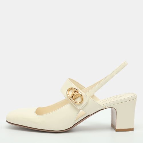 VLogo Locker Size 37.5 Leather Slingback Pumps - Valentino - Modalova
